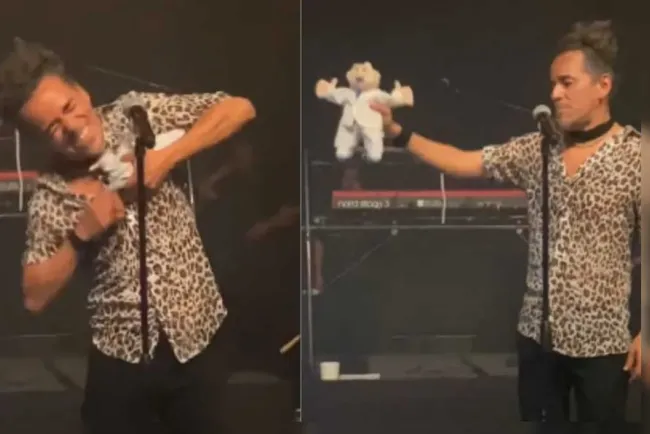 Destroza vocalista de Café Tacvba peluche del Dr. Simi en pleno concierto