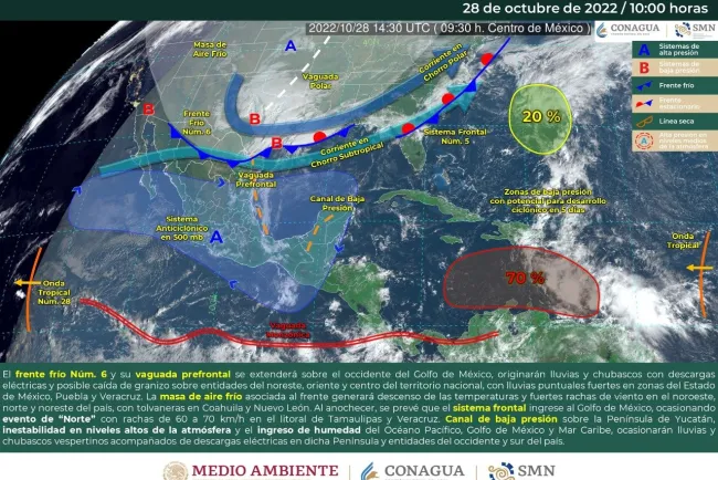 Prevén heladas por llegada del frente frío 6 a México
