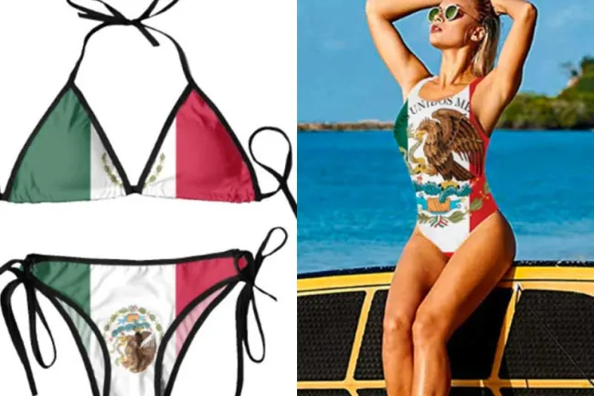 Comercializan bikinis y playeras con el Escudo Nacional