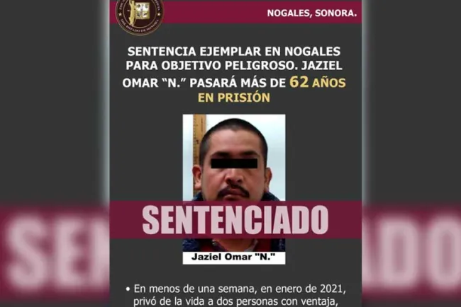 Sentencian a 62 años a asesino de dos personas