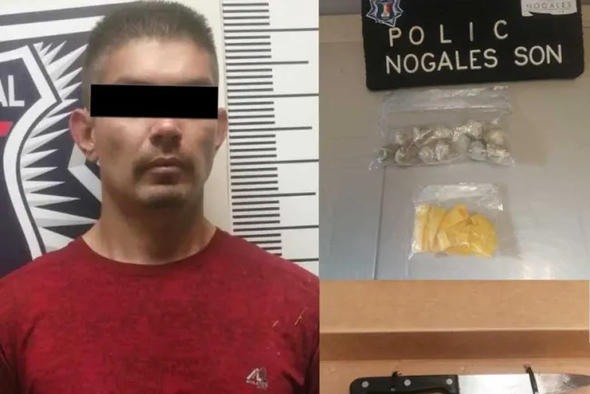 Detienen a persona por agredir a policías con cuchillo