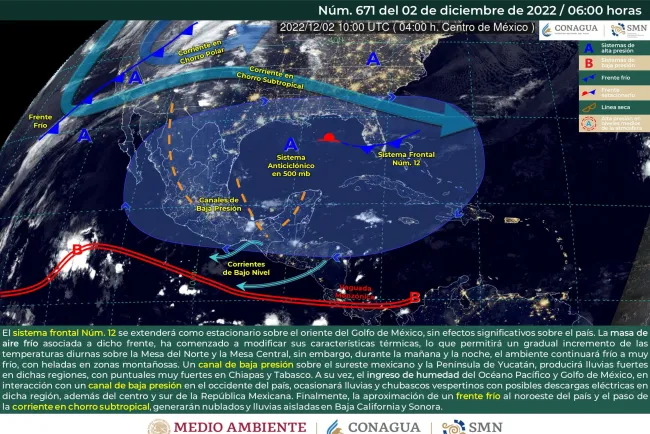 Traerá Frente Frío heladas y lluvias