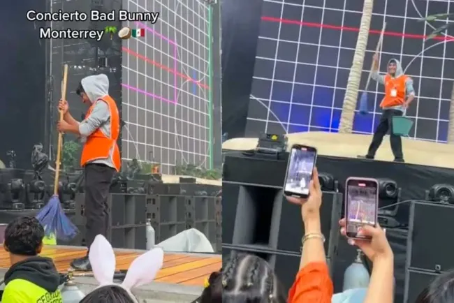 Roba atención joven de limpieza en concierto de Bad Bunny en Monterrey