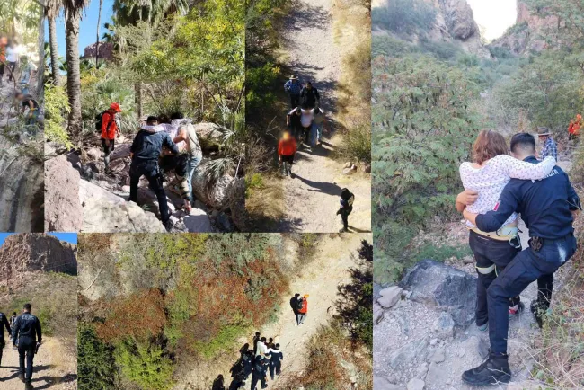 Rescata PESP a mujer lesionada al subir al Cañón del Nacapule en San Carlos