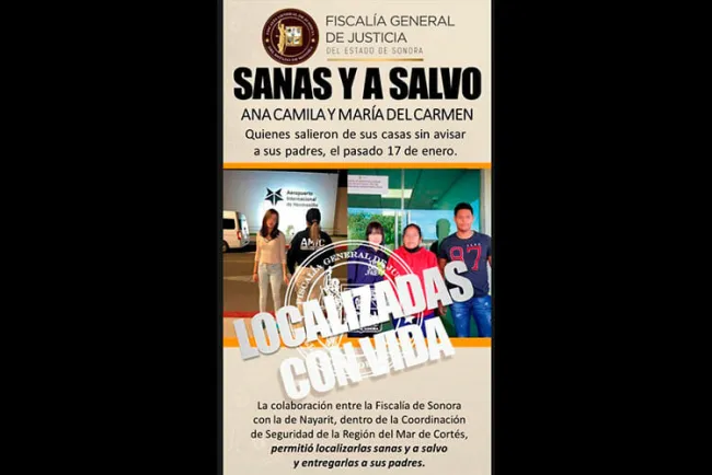 Encuentran en Nayarit a dos menores que salieron de Huatabampo