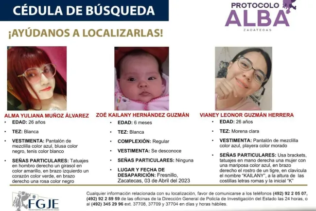 Secuestran a esposa y a bebé de militar en Zacatecas