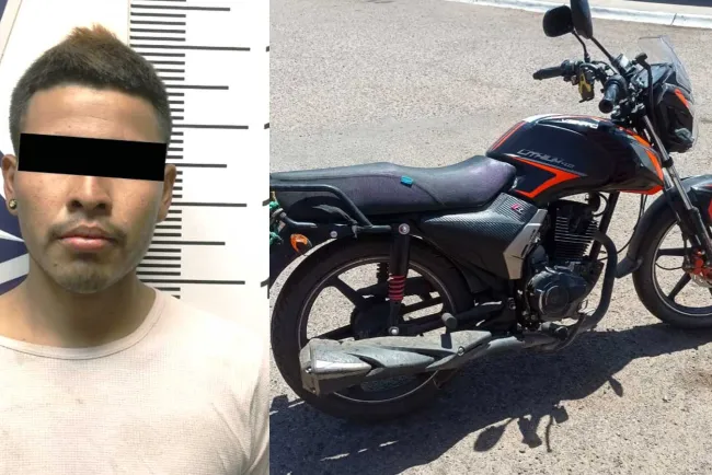 Detienen a motociclista que circulaba a exceso de velocidad; resulta moto robada