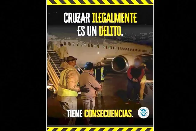 Advierten en mensaje que cruzar a EU es un delito