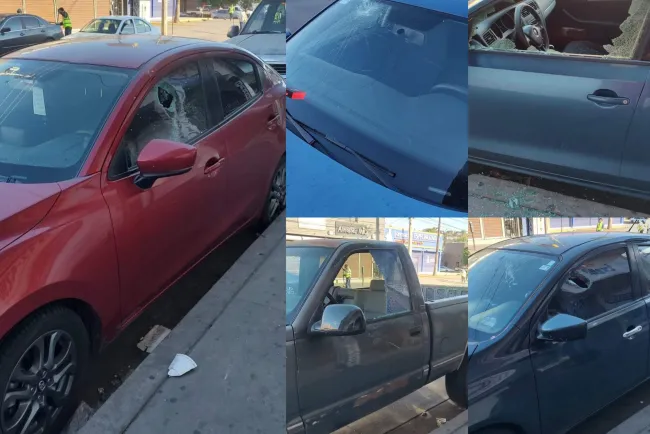 Quiebran cristales a vehículos