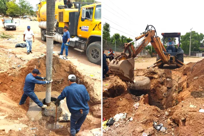Desazolvan pozos de visita de la Tecnológico