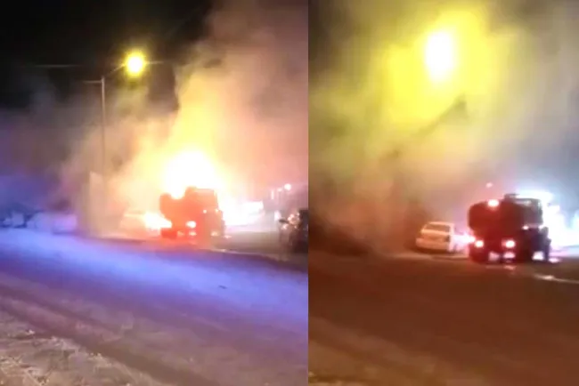 Explota vehículo en la vía pública; se desconocen las causas