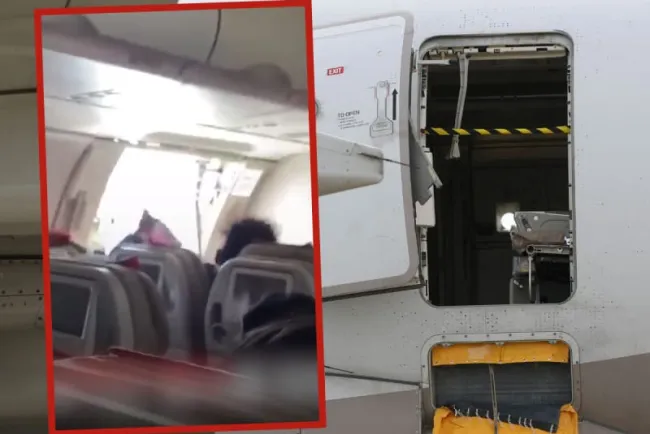 Abre pasajero puerta de avión a 250 metros de altura; fue detenido