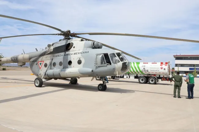 Llega helicóptero de refuerzo para mitigar incendios forestales