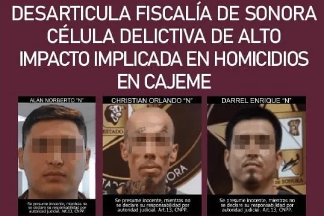 Desarticulan célula delictiva de alto impacto en Cajeme