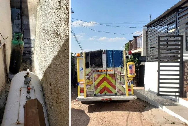 Provocan incendio de tres viviendas explosión de tanque