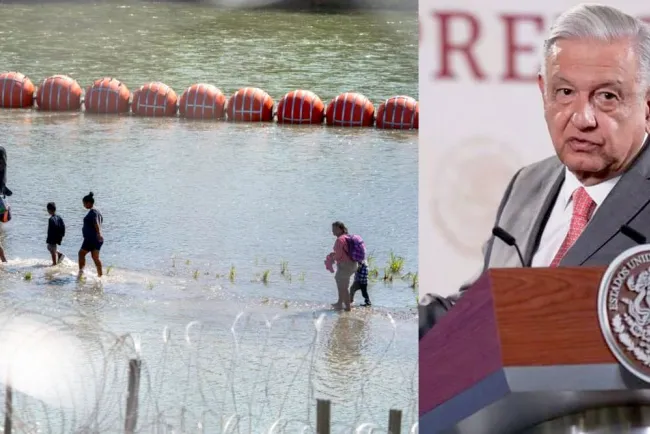 Pide AMLO retirar boyas del Río Bravo tras muerte de dos migrantes