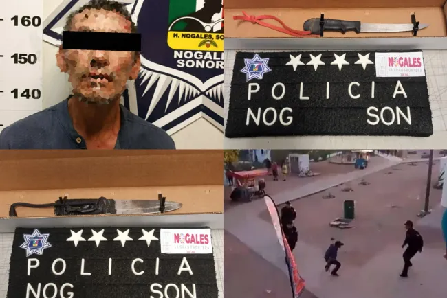 Con arma blanca se enfrenta a policías