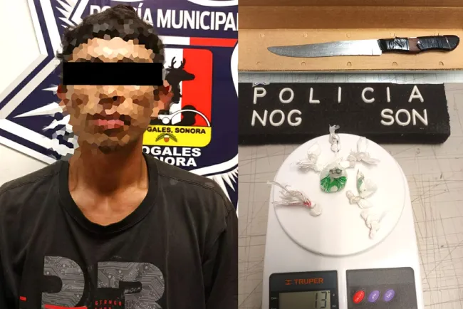 Detienen policía a sujeto luego de agredirlos con cuchillo