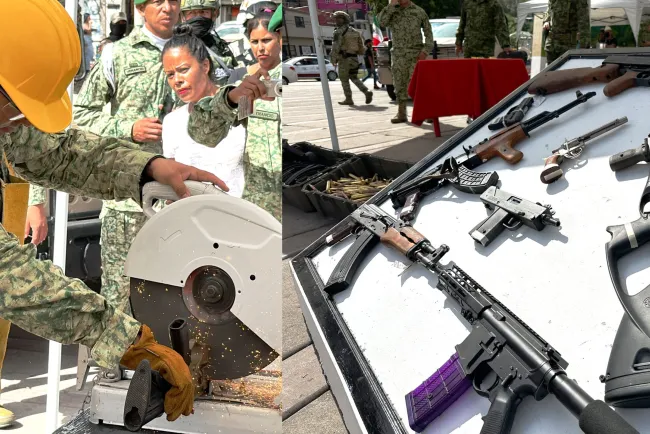 Hacen ceremonia de quema de armas en esta frontera