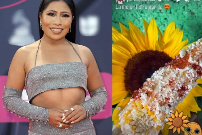 Presume Yalitza Aparicio flor amarilla y elote