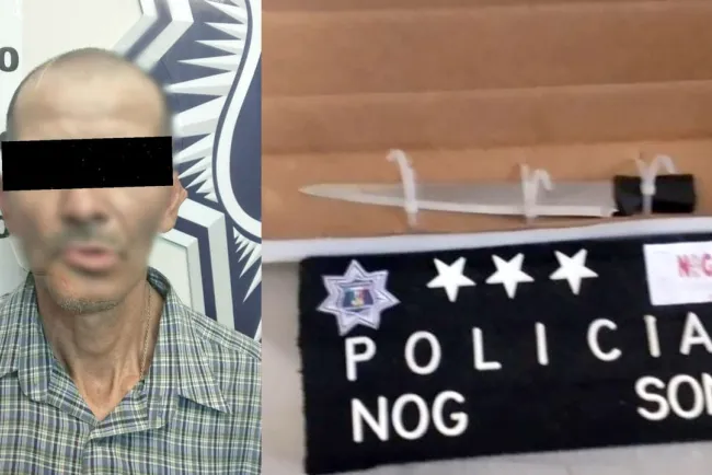 Arrestan a sujeto que iba armado con cuchillo