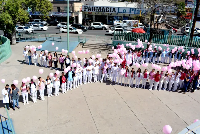 Realizan lazo humano rosa