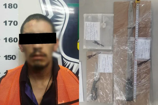 Sujeto amenaza con arma blanca a elementos del GOT