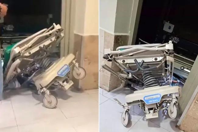 Queda prensada camilla vacía en elevador del IMSS de Nuevo León