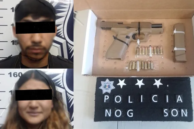 Pareja es detenida con un arma