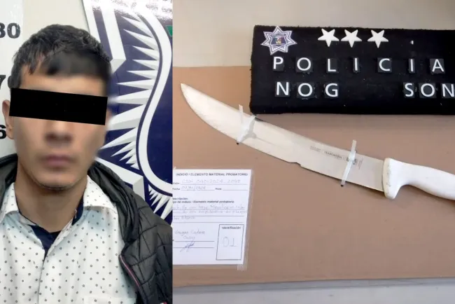 Aprenden a sujeto con un cuchillo en la calle