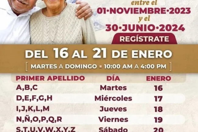 Extienden plazo hasta el 21 de enero para registro a pensión para adultos mayores