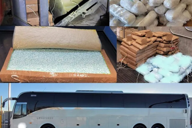 Encuentran más de 2 millones de pastillas de fentanilo en autobús