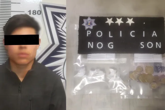 Joven que conducía vehículo sin papeles, le encuentran droga