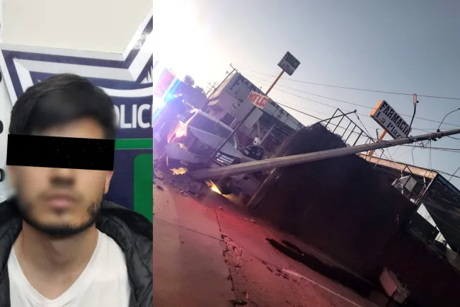 Causa conductor ebrio cuantiosos daños al chocar contra poste