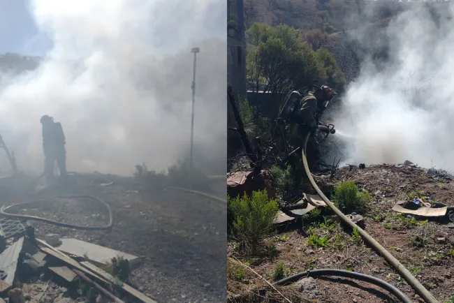 Arde basurero clandestino de llantas