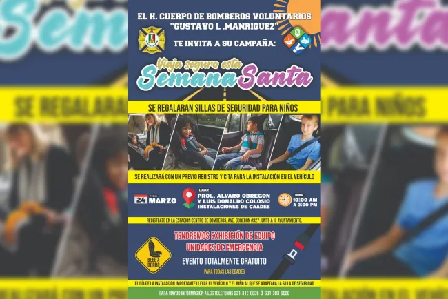 Regalarán bomberos sillas para carro en campaña “Viaja seguro en Semana Santa”