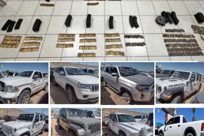 Aseguran vehículos blindados, cargadores y cartuchos en SLRC