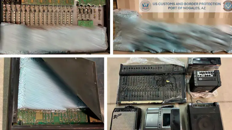 Megaoperativo en Nogales: decomiso de medio millón de pastillas de fentanilo ocultas en equipo de sonido
