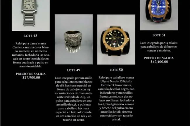 A subasta, 'lujo barato' en Los Pinos: relojes con diamantes, alhajas…