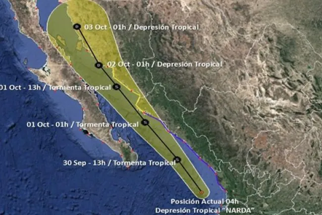 Prevén que ‘Narda’ se convierta hoy otra vez en tormenta tropical