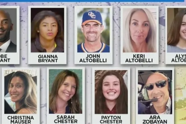 Identifican a las 9 víctimas en el helicóptero de Kobe Bryant