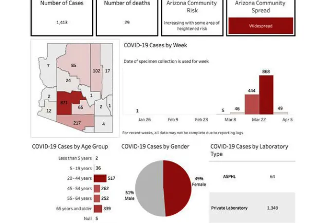 Van 29 muertos en Arizona por Covid-19