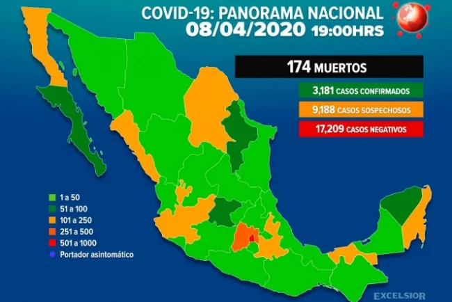 Sube a 174 cifra de muertos en México por coronavirus