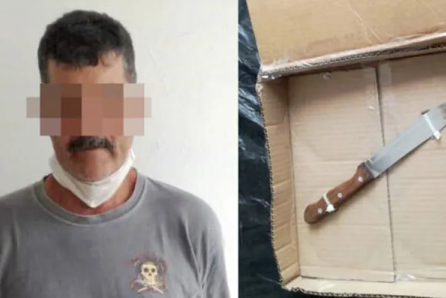 Detienen a sujeto con arma blanca