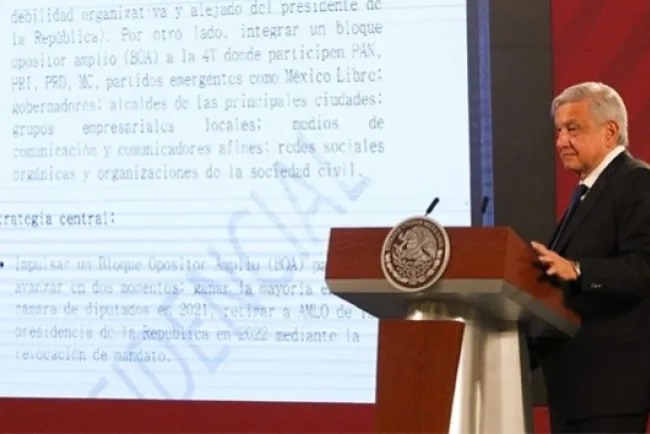 AMLO revela plan de bloque opositor para debilitar a su gobierno