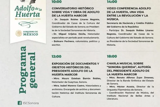 Invitan a recordar legado de Adolfo de la Huerta