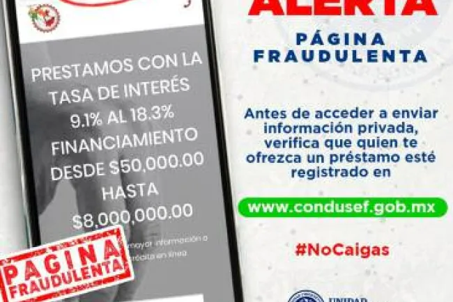 Advierten sobre fraudes en páginas que ofrecen créditos