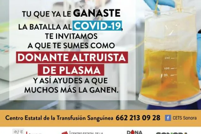 Reiteran llamado para donar plasma