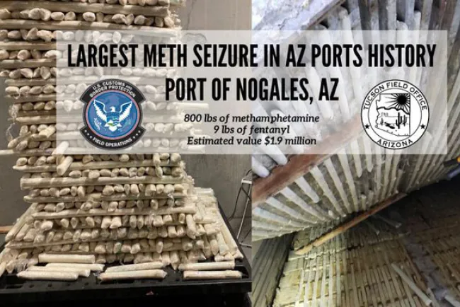 Decomisan 800 libras de “cristal”