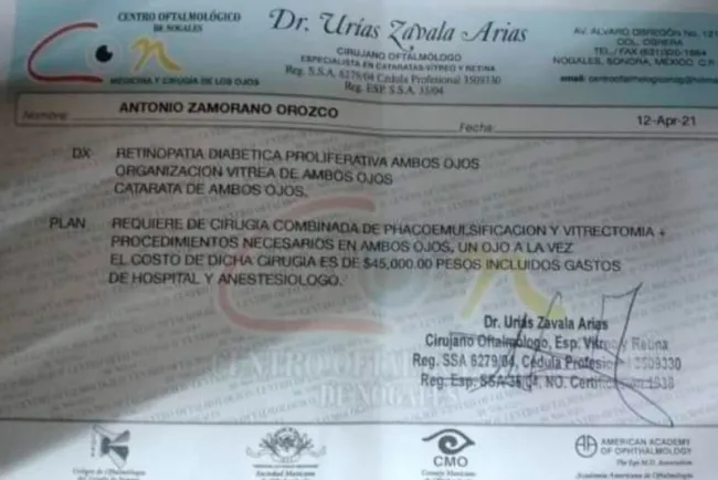 Urgen apoyo ciudadano en taquiza para cirugía ocular